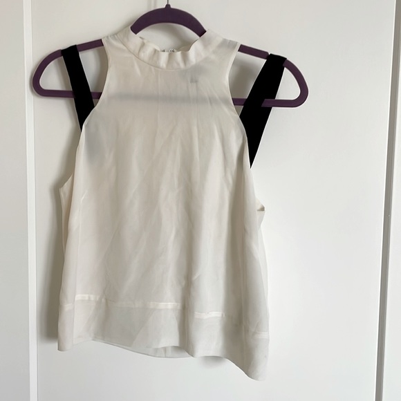 Silk chiffon white Bebe cut out blouse - Picture 1 of 2